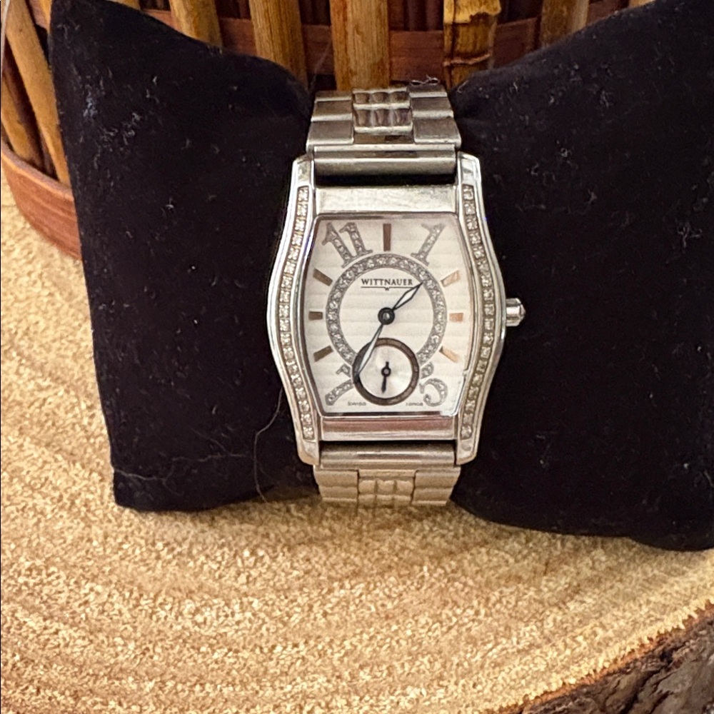 Stainless Steel Wittnauer Watch with Diamond Accents